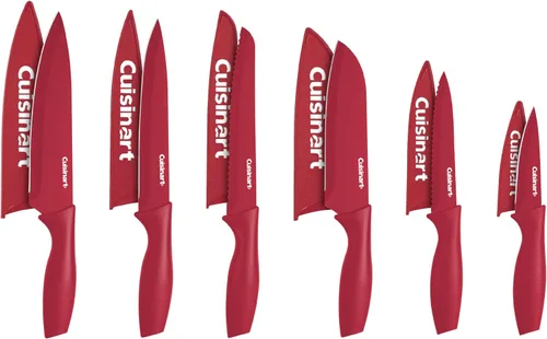 Cuisinart - Juego de cuchillos, 12 piezas con revestimiento de cerámica con 6 cuchillas y 6 protectores de cuchillas, ligero, de acero inoxidable,