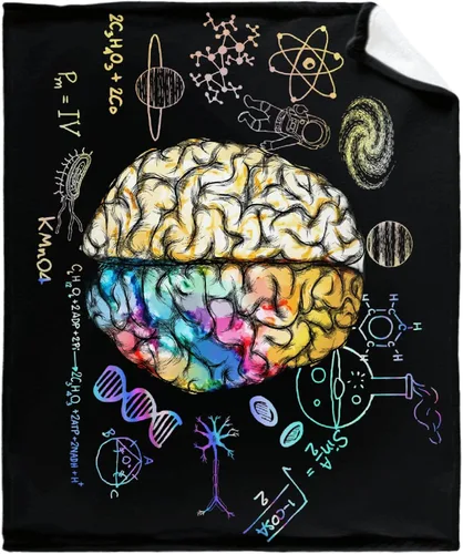 Miniatura 2 de Manta suave y divertida de ciencia y arte del cerebro colorida, manta mullida para niños, niñas y mascotas (40 x 30 pulgadas)