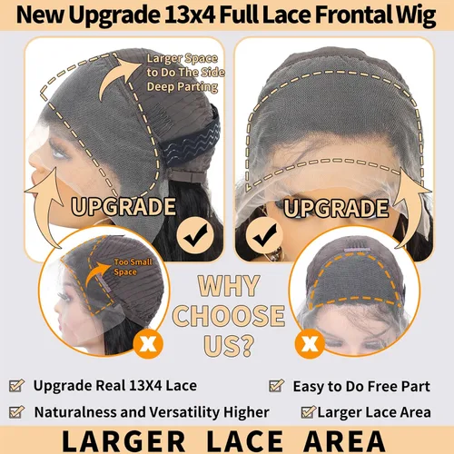 Miniatura 4 de Pelucas de cabello humano ondulado profundo con encaje frontal, densidad del 200%, 13x4 HD transparente, encaje frontal completo, pelucas de cabello