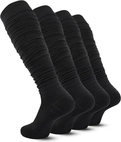 IRAMY Scrunch - Calcetines de fútbol ultra largos, 1 paquete2 paquetes de algodón peinado con soporte para el tobillo, calcetines acolchados hasta