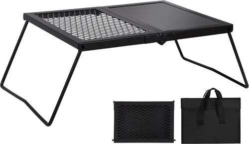 Miniatura 10 de REDCAMP Parrilla Plegable de Camping 2 en 1, Parrilla Plegable de Mesa para Cocina al Aire Libre con Fuego Descubierto para Acampar, Parrilla