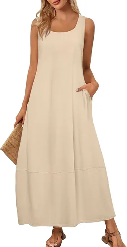 Miniatura 31 de Vestidos de iglesia para mujer 2025, casual, holgado, sin mangas, largo, fluido, vestido de verano con bolsillos