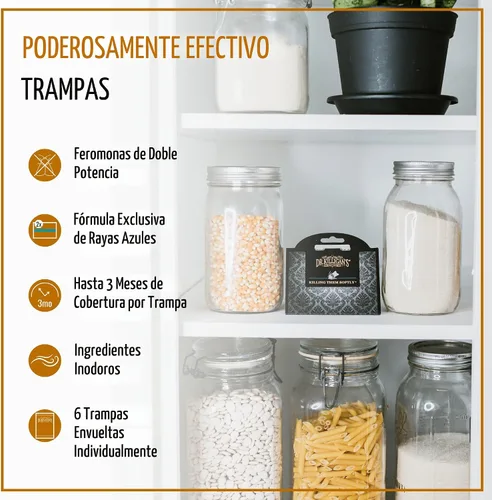 Miniatura 2 de Trampas para polillas para alacena de Dr. Killigan, atrae pestes por medio de feromonas, efectiva contra la polilla India de la harina, 100 % Negro