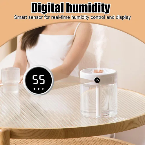 Miniatura 7 de Humidificador, humidificador de escritorio personal USB de 2L con luz nocturna, boquilla doble, humidificador de aire silencioso para el hogar