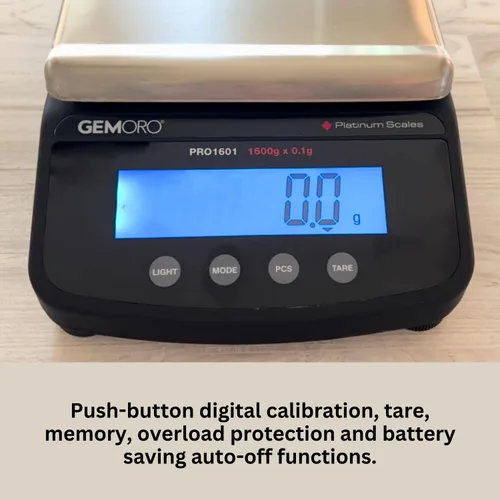 Miniatura 5 de GemOro Platinum PRO1601 Báscula portátil duradera y precisa para encimera Herramienta de precisión digital con lectura profesional experta