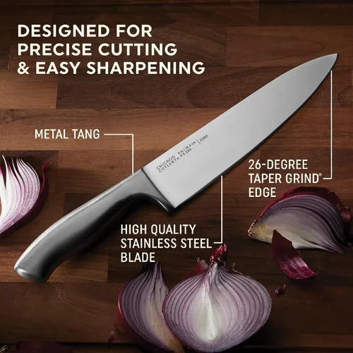 Miniatura 4 de Chicago Cutlery Insignia - Juego de cuchillos de cocina (13 piezas) con bloque de madera, asas contorneadas y tijeras de acero inoxidable afilado