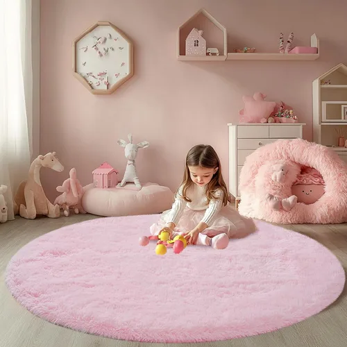 Miniatura 25 de Alfombras para dormitorio de niñas sala de estar: alfombra de área peluda de 5 x 7 para sala de juegos de niños, alfombra peluda de felpa pastel