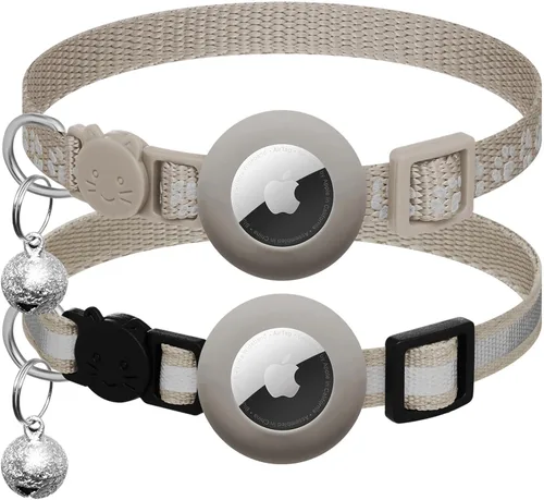 Miniatura 8 de Paquete de 2 Collares de Gato Airtag Separables con Campana, Collar Reflectante para Gatito con Soporte para Collar de Gato Apple Airtag, Ajustable