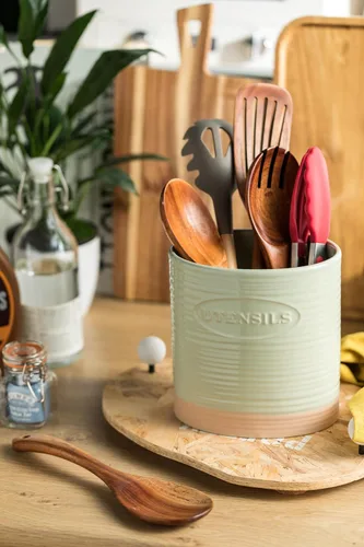 Miniatura 4 de YHOSSEUN Soporte para utensilios de cocina, de cerámica, para encimera de cocina, de 6.7 pulgadas, organizador de utensilios de cocina grande