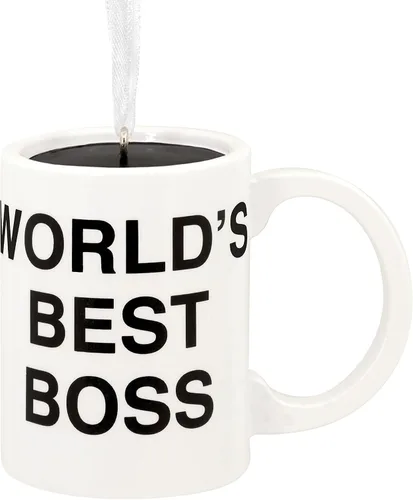 Hallmark The Office World's Best Boss - Adorno de navidad Taza de café World's Best Boss