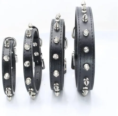 Miniatura 5 de Collar de perro con pinchos para perros medianos, remache de hongos, piel sintética suave, collar de gato con tachuelas, ajustable para perros Azul