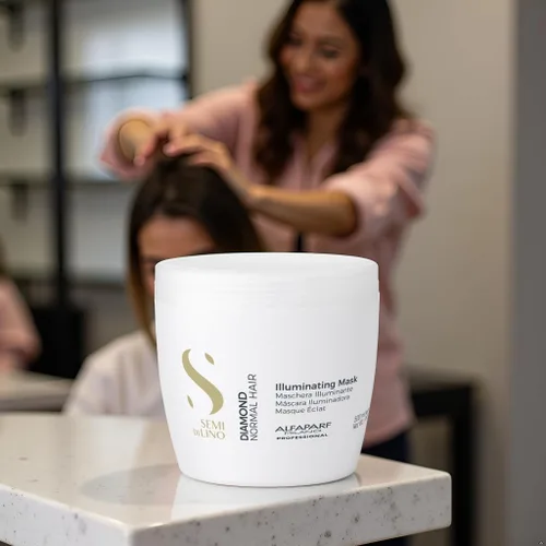 Miniatura 10 de Alfaparf Milano Semi Di Lino Diamond Illuminating Hair Mask - Acondicionador profundo seguro para el color para cabello teñido – Añade brillo