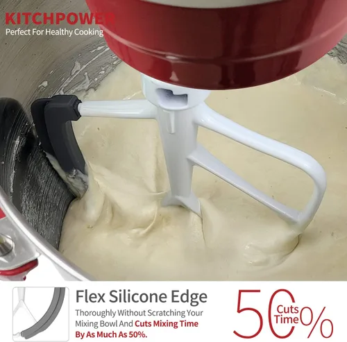 Miniatura 6 de KITCHPOWER 4,5-5 Quart Flex Edge - Batidora para cocina, soporte para cabeza, mezcladores, color blanco, Blanco