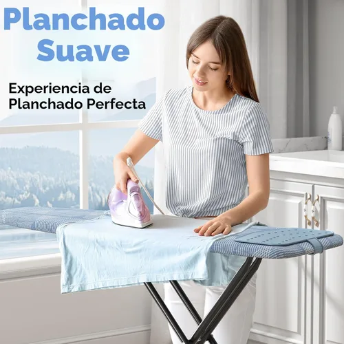 Miniatura 3 de KINGBOARD Tabla de planchar, tabla de planchar compacta con alfombrilla de silicona para plancha, cubierta resistente al calor, 7 alturas Azul
