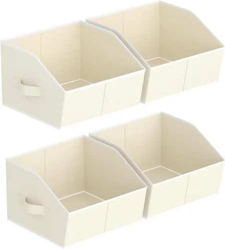Miniatura 41 de Homsorout Organizador trapezoidal para armario, cestas grandes para organizar, caja de almacenamiento de tela para estantes, cubos de almacenamiento