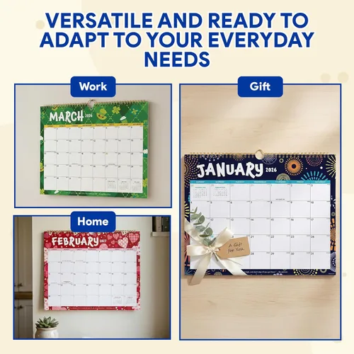 Miniatura 8 de Decorably Calendario de pared en espiral de paisaje colorido de 18 meses con calcomanías de enero de 2026 a junio de 2027, hojas de 14.5 x 11.5