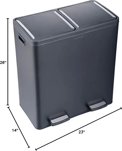 Miniatura 7 de Step N' Sort El bote de basura y reciclaje de capacidad extra grande de 18.5 galones, Soft-Step, con dos compartimentos y contenedores interiores
