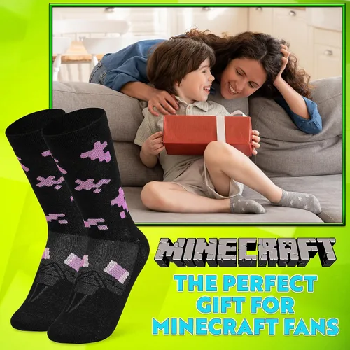 Miniatura 3 de Minecraft Calcetines para niños, paquete de 3 o 5 unidades, calcetines de tobillo para niños, ricos en algodón, para uso diario, escuela, deportes