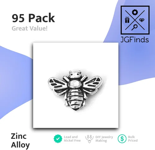 Miniatura 2 de JGFinds Bee Charms - Cuentas espaciadoras – Paquete de 95 unidades, agujero de 0.051 in, llavero para manualidades, dijes para frascos y adornos