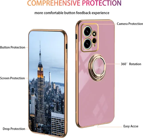 Miniatura 5 de Compatible con Redmi Note 12 4G Case Ring Holder Magnet Green, para Xiaomi Redmi Note 12 4G Funda de teléfono de silicona a prueba de golpes Púrpura