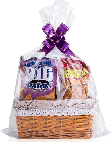 Awpeye Bolsas transparentes para cestas, 25 paquetes de envolturas grandes de celofán para cestas y regalos, bolsas de celofán de 16 x 24 pulgadas,
