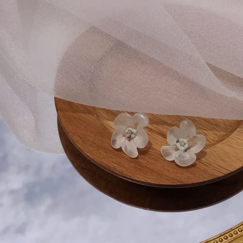 Miniatura 7 de 2 pares de aretes de resina de rosa transparente dulce para mujeres y niñas