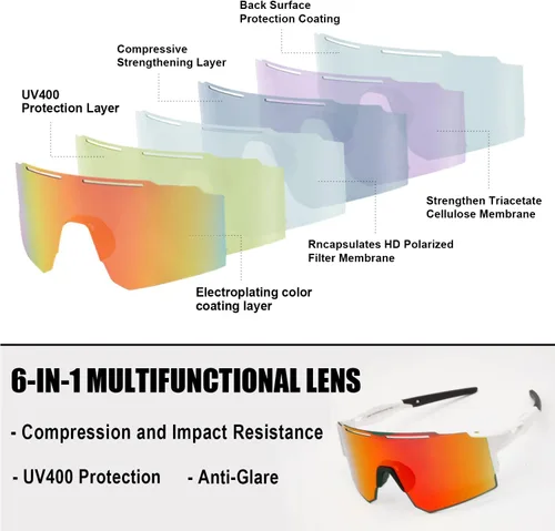Miniatura 2 de Gafas de sol deportivas polarizadas para hombres y mujeres, gafas de sol para correr, jóvenes, ciclismo, béisbol, protección UV400 C6