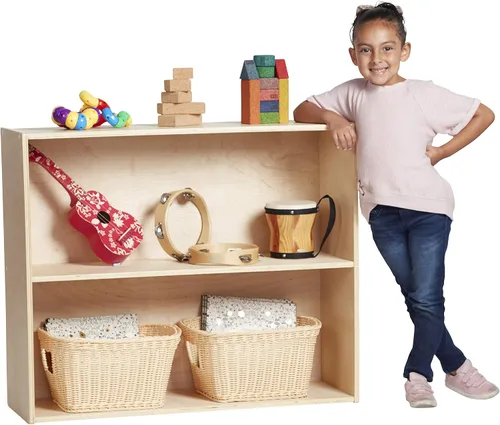 Miniatura 12 de ECR4Kids Streamline - Armario de almacenamiento con 2 estantes, 30 pulgadas, estantería para niños, color natural