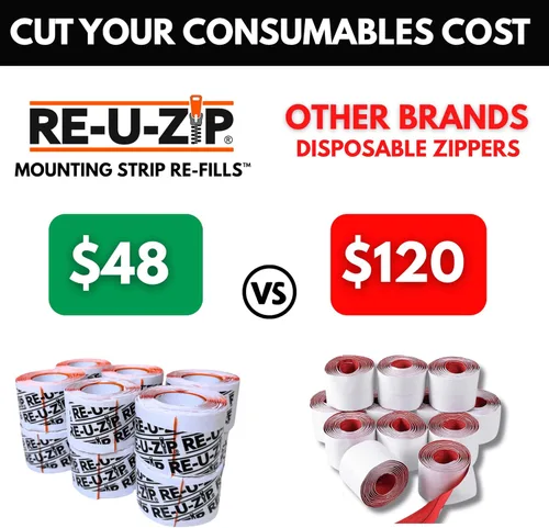 Miniatura 6 de RE-U-ZIP® Tira de Entrada Magnética de Cierre Automático Alternativa de Cremallera de Barrera contra el Polvo sin Uso de las Manos para Láminas