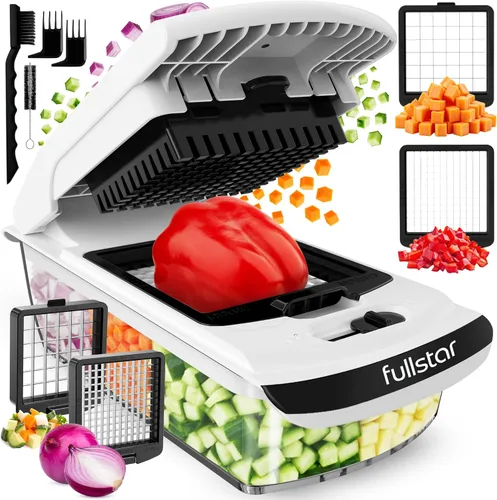 Fullstar The Original Pro Chopper - Picador de verduras y espiralizador, picador de alimentos con recipiente, rebanador de frutas, utensilios de