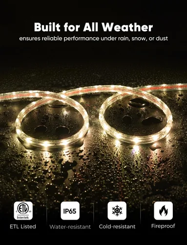 Miniatura 5 de GZBtech Tira de luces LED RGB+IC+CCT 5.00 m/16.4 pies, luz festiva persiguiendo colores para exteriores con blanco cálido y frío, impermeable IP65