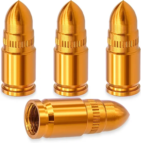 Miniatura 36 de 4 piezas de tapas de válvula de neumático estilo bala, resistentes a la corrosión, tapas universales de válvula de neumático de aleación de aluminio