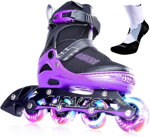 Miniatura 7 de PAPAISON Patines en línea ajustables para niños y adultos con ruedas completamente iluminadas, patines de ruedas para exteriores para niñas y niños