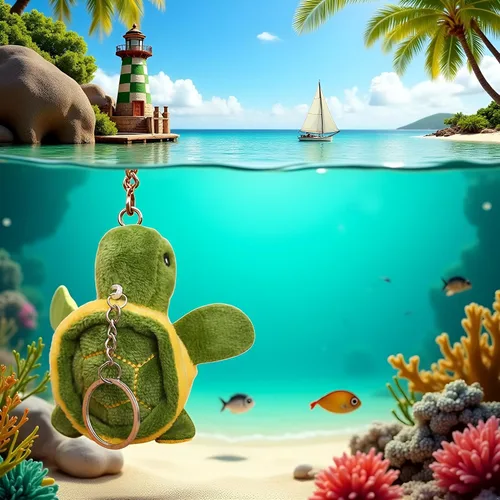 Miniatura 6 de BWESOO Mini tortuga verde de peluche de animal de peluche lindo tortuga marina llavero colgante de dibujos animados muñeca de peluche para regalo
