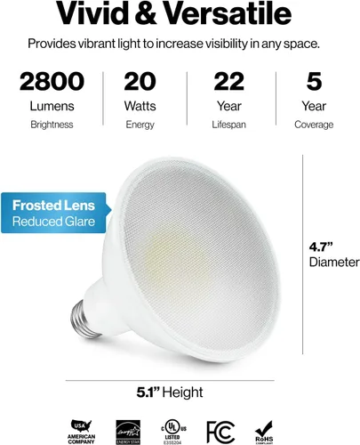 Miniatura 4 de Sunco - Paquete de 6 bombillas LED PAR38 para exteriores, ultra brillante, 2800 LM, 20 W (equivalente a 250 W), blanco suave de 3000 K, regulable