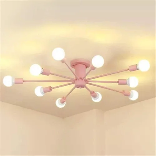 Miniatura 7 de RUNNUP Lámpara de techo Sputnik de montaje semiempotrado nórdico contemporáneo, colorido, 10 luces, lámpara de suspensión de metal para cocina, sala