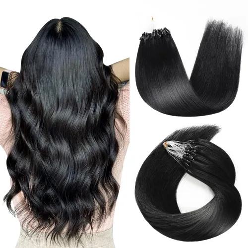 Miniatura 7 de SUYYA Micro Links - Extensiones de cabello humano de color rubio platino, micro bucle, extensiones de cabello humano lacio, 50 hebras, 1.41