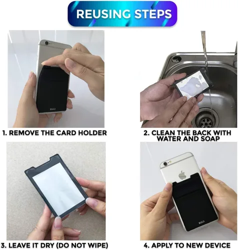 Miniatura 8 de Cartera para tarjetas de teléfono con bloqueo RFID, doble bolsillo seguro, ultradelgada, autoadhesiva, funda para tarjetas de crédito, calcomanía