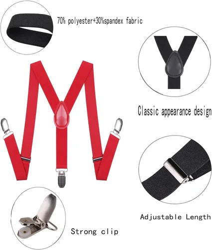 Miniatura 3 de AMPIL Pajarita con tirantes para niños pequeños, diseño elástico ajustable en Y con clips de metal fuertes para bodas, fiestas