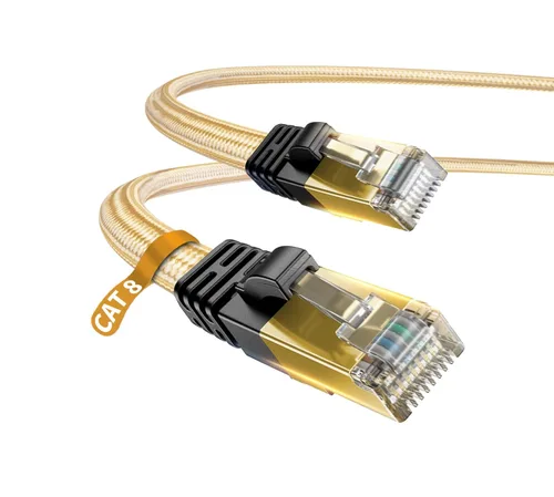 Miniatura 8 de Cable Ethernet Cat 8 DanYee, 3 pies, de nailon trenzado, alta velocidad, RJ45, 2000 MHz, negro