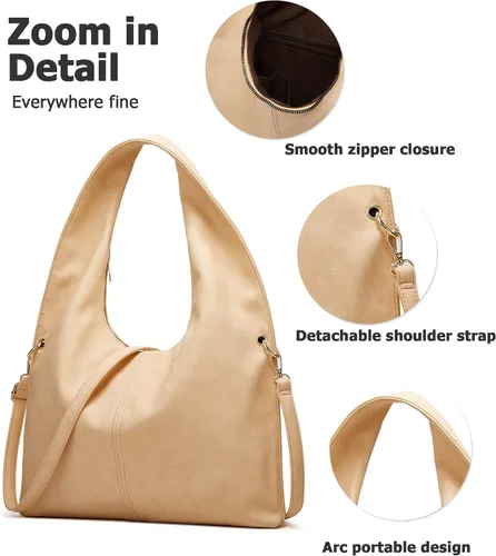 Miniatura 7 de myfriday Vintage Large Hobo Shoulder Bag for Women Soft Tote Purse and Handbag with Adjustable Strap