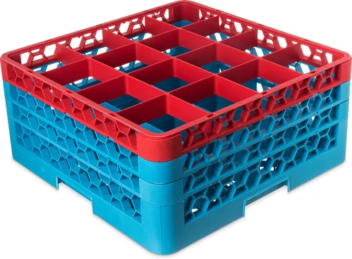 Miniatura 58 de Carlisle FoodService Products RG9-214 OptiClean Estante de vidrio con 9 compartimentos con 2 extensores, 7.12 pulgadas, polipropileno, azul