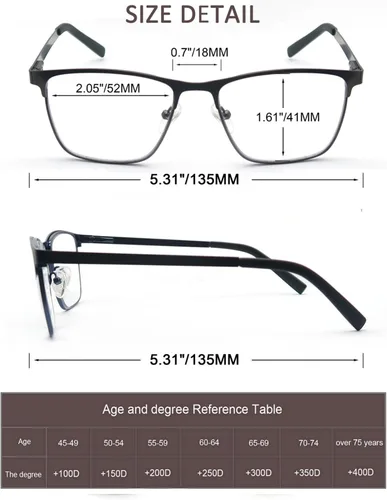 Miniatura 3 de MODFANS Gafas de lectura para hombre, lentes de bloqueo de luz azul, lectores cuadrados de metal, material de acero inoxidable, antifatiga