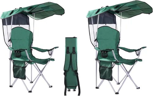 Miniatura 22 de VTOY Silla de camping portátil con dosel, silla plegable con toldo, silla Oxford 600D duradera para camping, playa, picnic, pesca y deportes 1