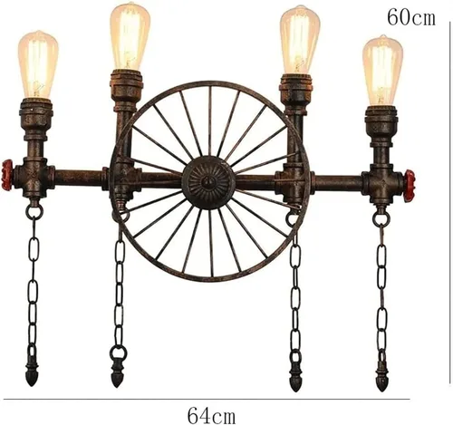 Miniatura 7 de Aplique de pared LED vintage, lámpara de tocador de baño de 4 luces, lámpara de pared industrial de tubería de agua negra de 25 pulgadas, lámpara