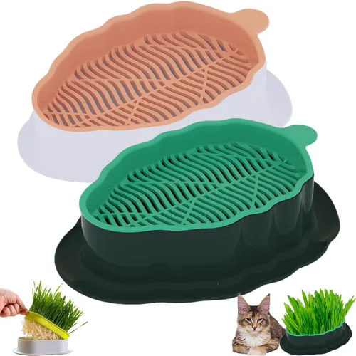 Miniatura 19 de Juego de 3 Macetas para Hierba de Gato, Bandeja de Brotes de Semillas de Hierba de Gato y Hierba de Trigo, Kit de Cultivo de Hierba para Gatos, Caja