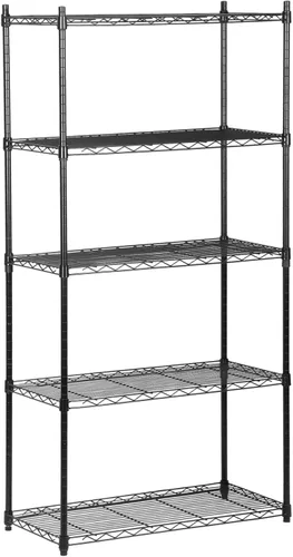 Miniatura 10 de ZENY Estantería resistente de 5 estantes con ruedas, organizador de metal para cocina, oficina, garaje, color negro