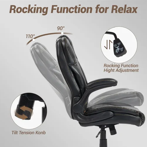 Miniatura 6 de Silla de oficina grande y alta resistente con brazos abatibles, silla ejecutiva ergonómica de escritorio para el hogar de 450 libras con asiento