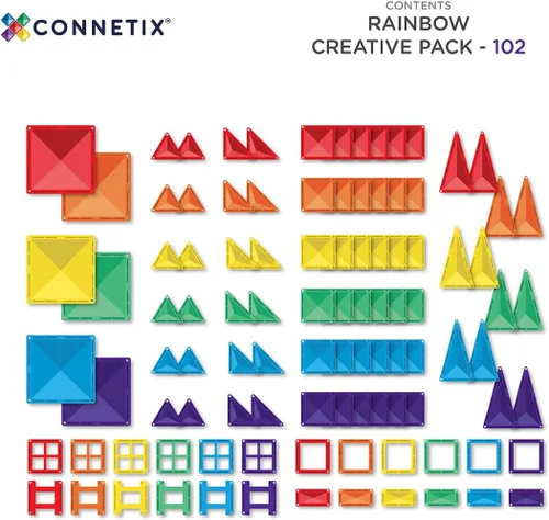 Miniatura 6 de Connetix Fichas Magnéticas Paquete Creativo Arcoíris, 102 Piezas