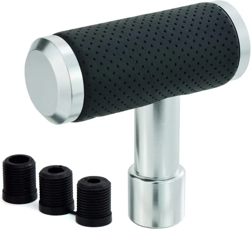 Miniatura 7 de Pomo de palanca de cambios en T para coche, estilo joystick con cubierta de aleación y palanca de cambio de cuero, compatible con la mayoría